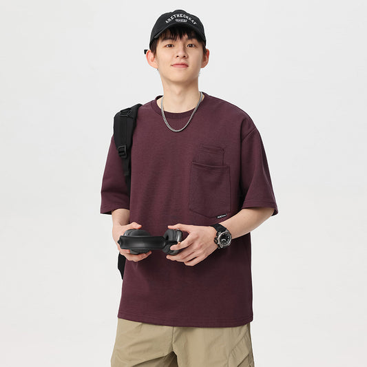 Simple Short-sleeved T-shirt Men's Loose Multi-pocket