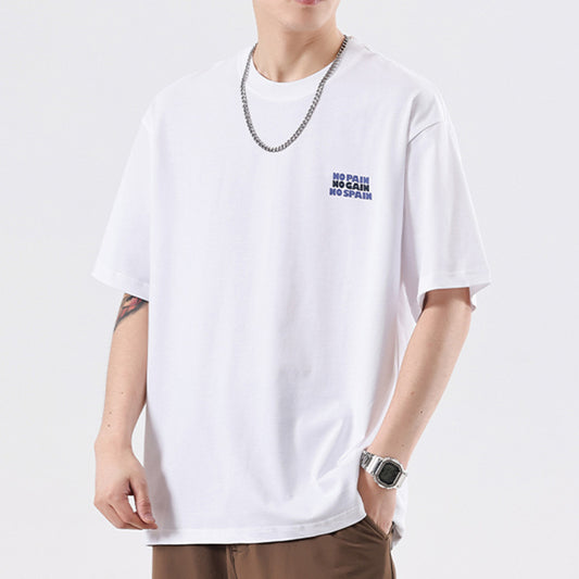 Summer Simplicity Cotton Letter Print Short-sleeve T-shirt Men