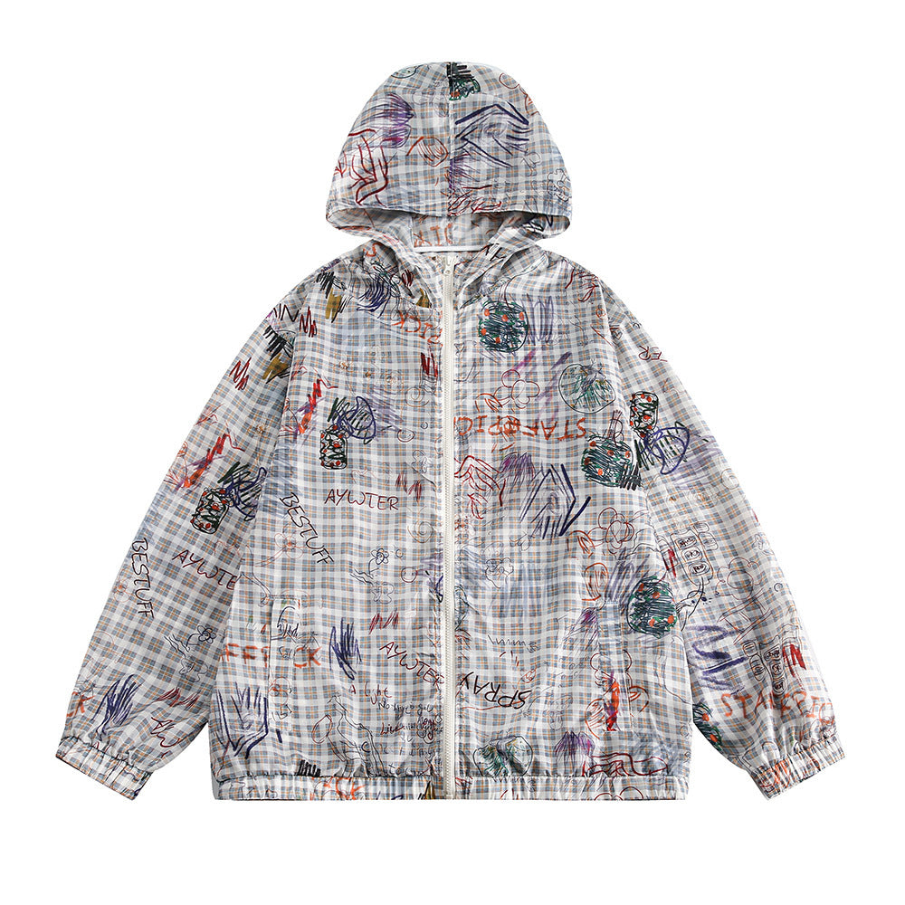 Graffiti Plaid Hooded Suits Men And Women