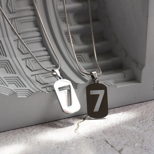 Sweater Accessories Lucky Number 7 Styling Necklace Ins Simple Earth Cool Jump Di Couple Men And Women Sweater Chain