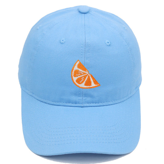 Orange Embroidered Baseball Cap Women's Cotton Soft Top