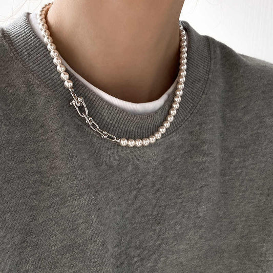 Pearl Chain Stitching Necklace Clavicle Chain Sweater Chain