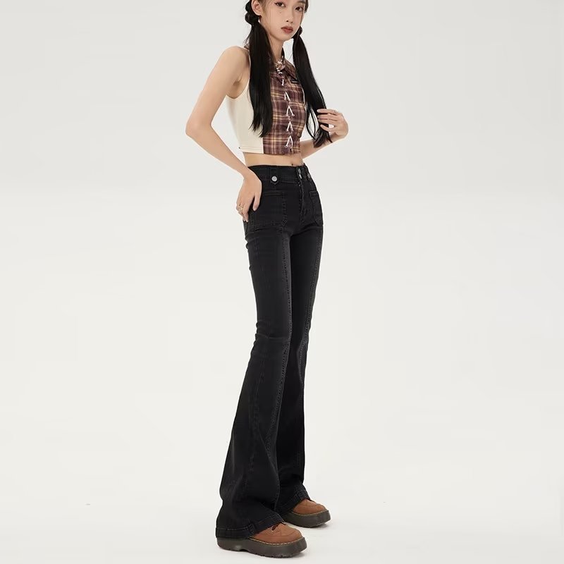 Button Light-colored Lazy Literature And Art Women's Long Jeans