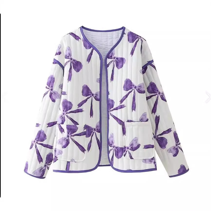 Women's Medium Purple Flower Coat