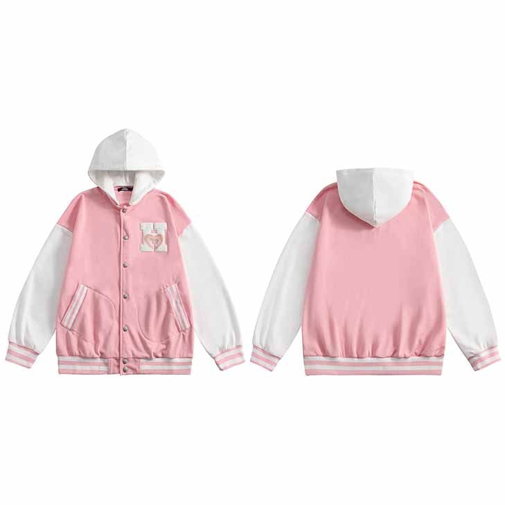 American Retro Fashion Brand Loose Love Baseball Jacket Women