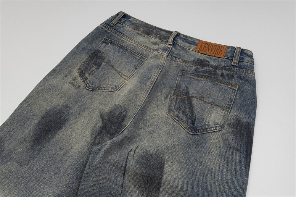 Painting Splash-ink Jeans Men And Women Punk Loose