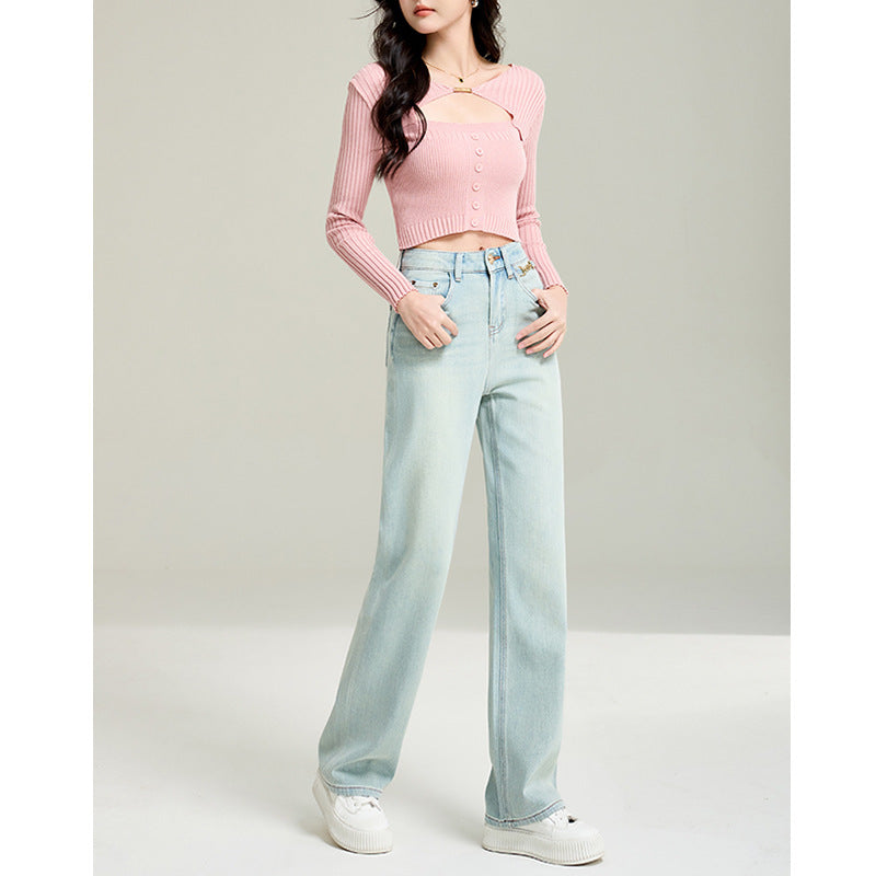 Straight Wide Leg Jeans Women's Slimming Loose Drooping