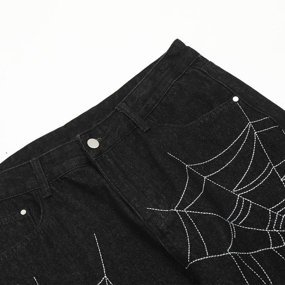 Spider Web Straight Jeans For Men And Women