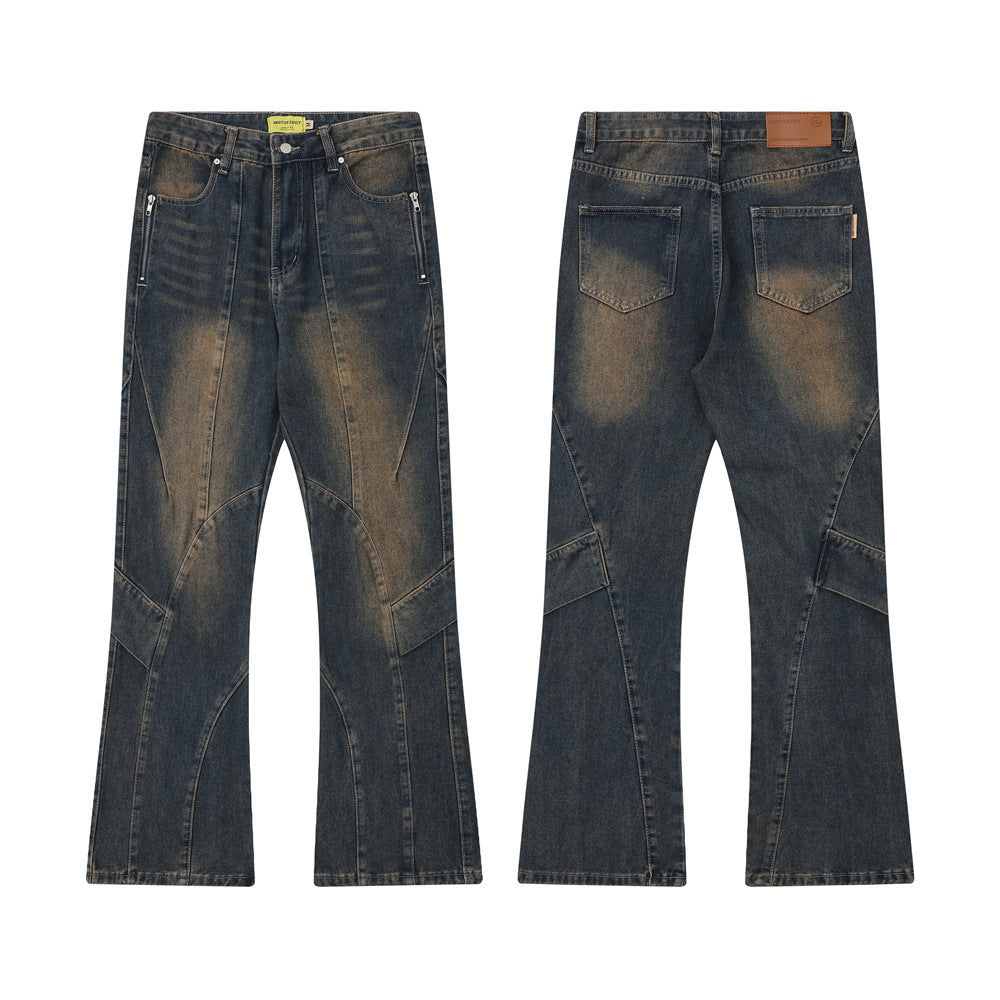 Washed Old Cargo Jeans Men And Women