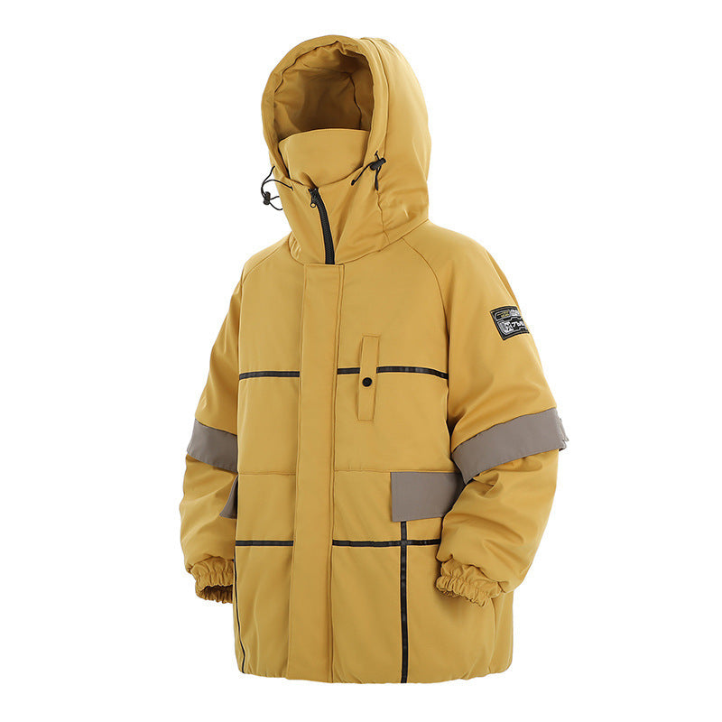 Winter New Hooded Stitching Shell Jacket Cotton-padded Coat For Men