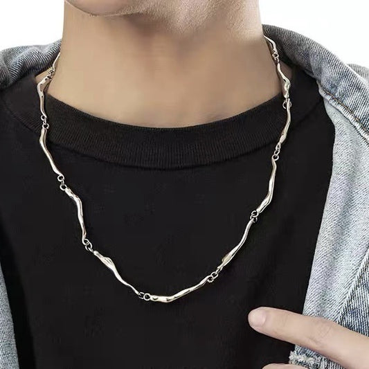 Twisted Wave Pattern Necklace For Men And Women