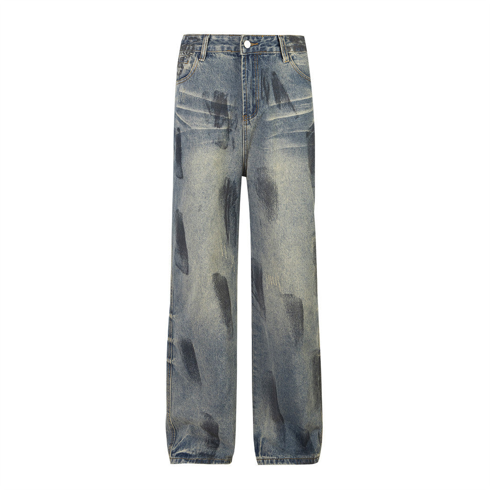 Painting Splash-ink Jeans Men And Women Punk Loose