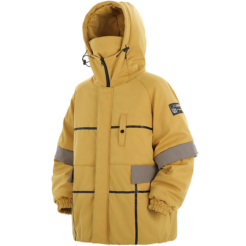 Winter New Hooded Stitching Shell Jacket Cotton-padded Coat For Men