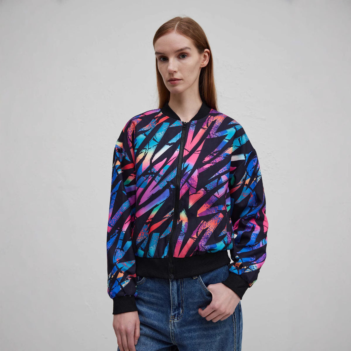 Fashion Jacket European And American Women's Clothing Printed Casual Women's Casual Jacket