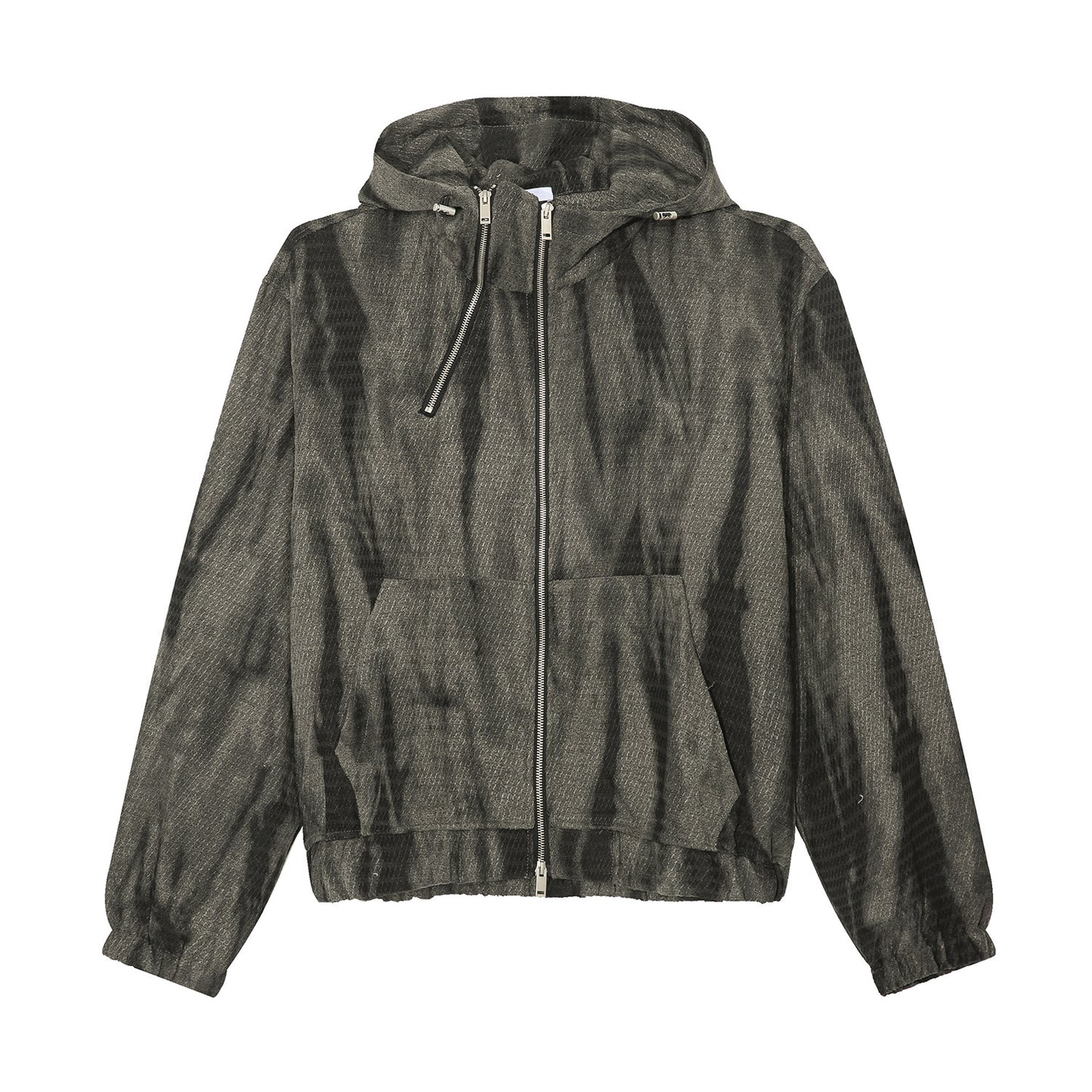 Retro Distressed Hooded Sweater Metal Zipper Design Jacket For Men