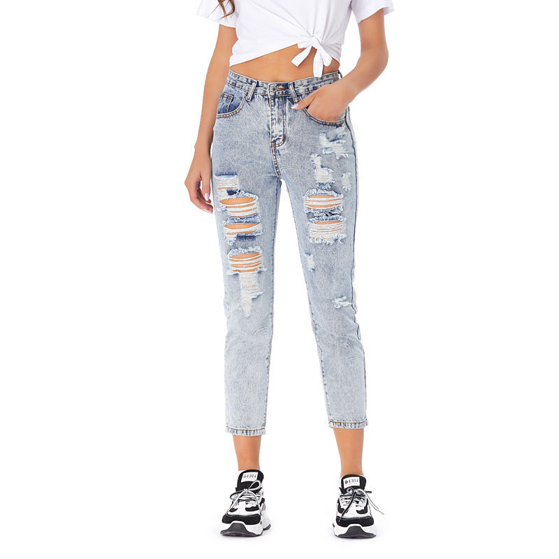 Jeans Women's Ripped Spring Casual Loose Jeans