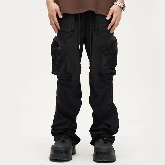 High Street Three-dimensional Pocket Straight Cargo Pants Men