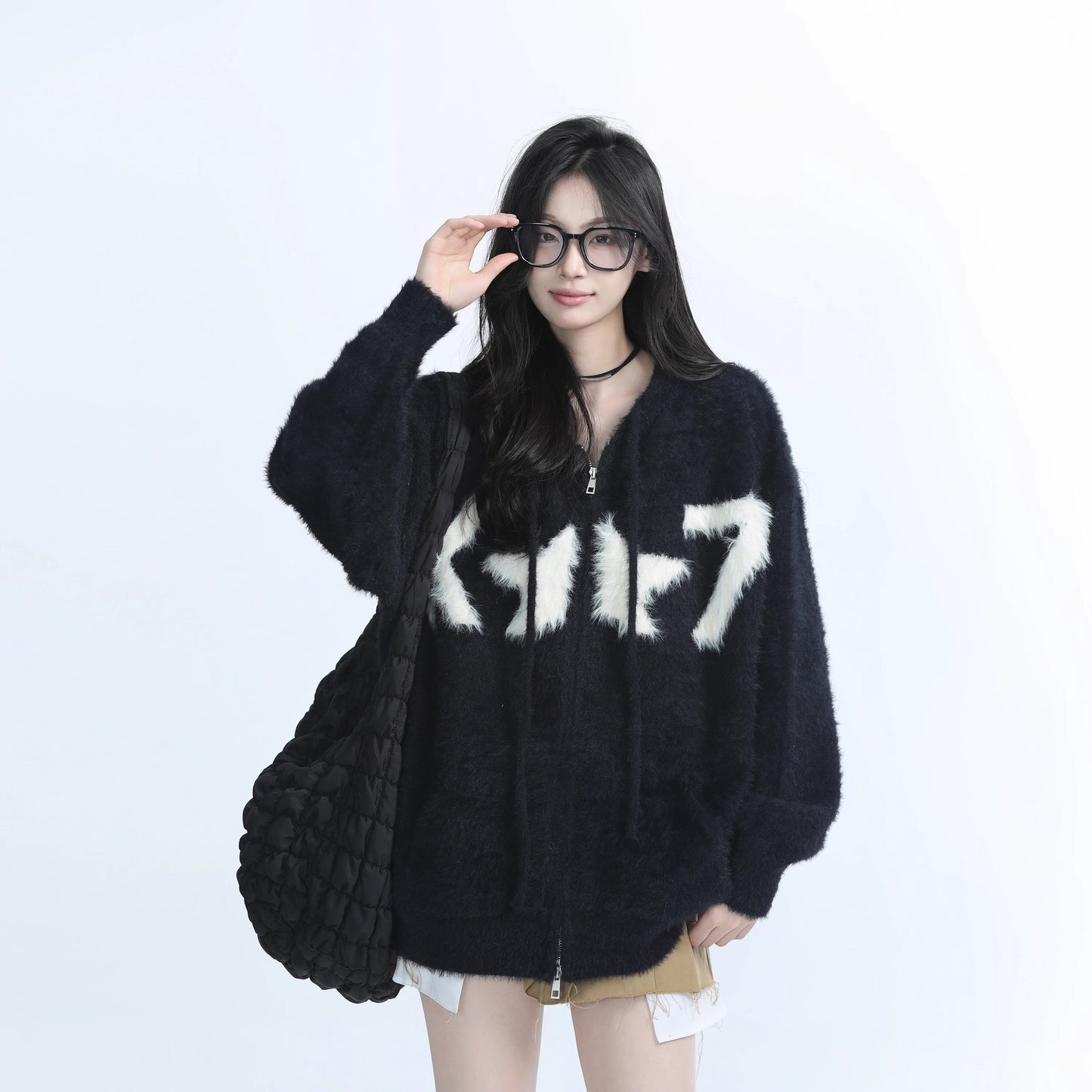 Idle Style Soft Glutinous Hooded Cardigan Sweater Coat For Women