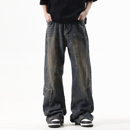 Washed Old Cargo Jeans Men And Women