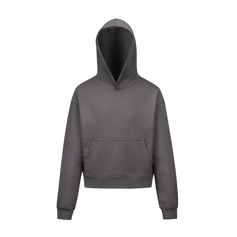 Brushed Basic Solid Color Short Hoodie For Men And Women