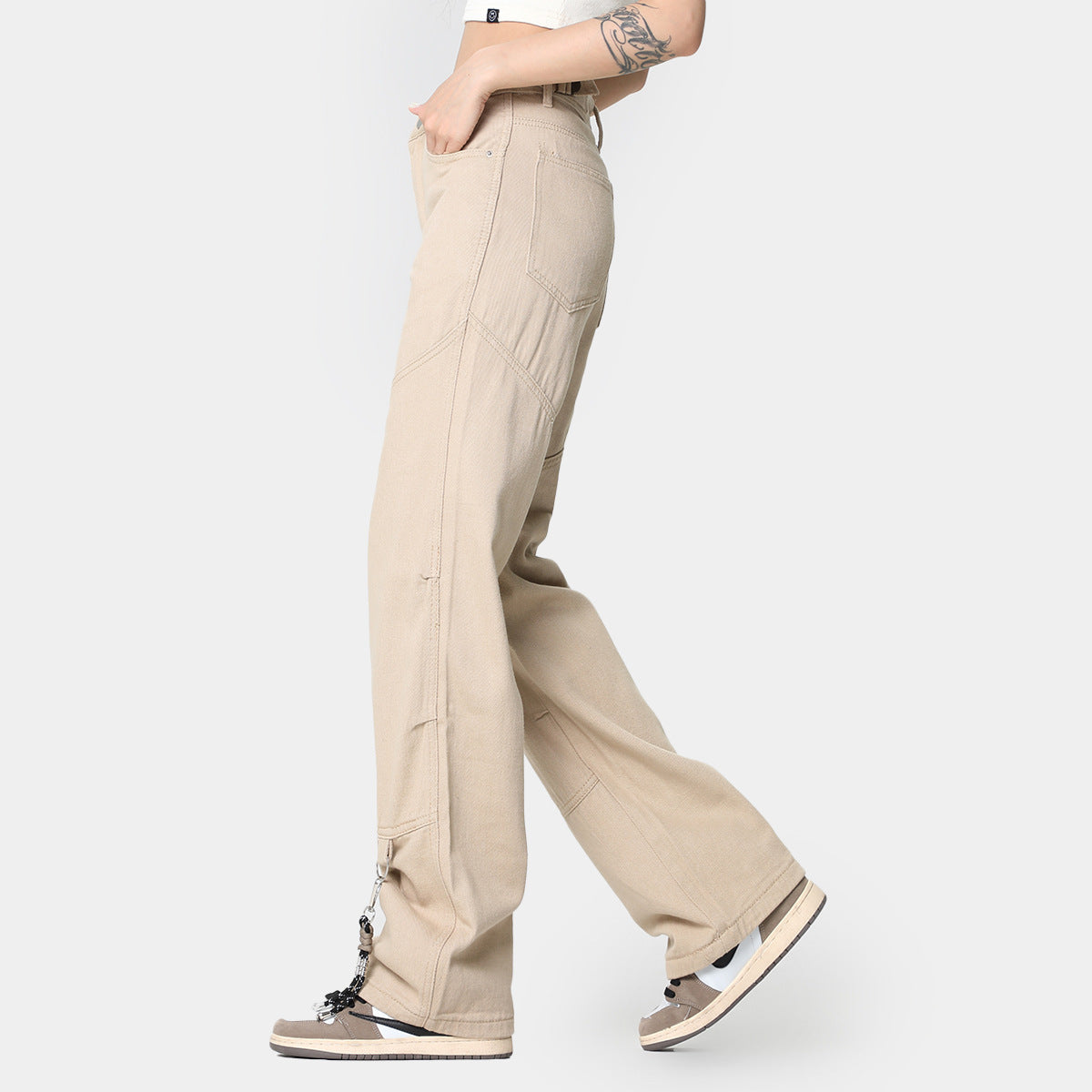 Narrow Design For Men And Women Straight Cargo Pants