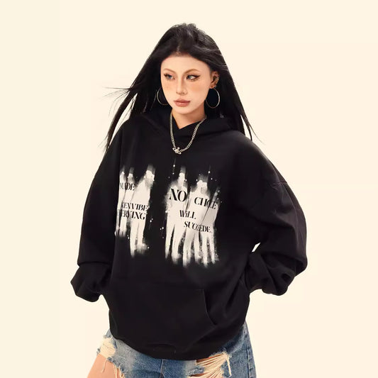 Retro Portrait Printed Hoodie Men And Women Loose