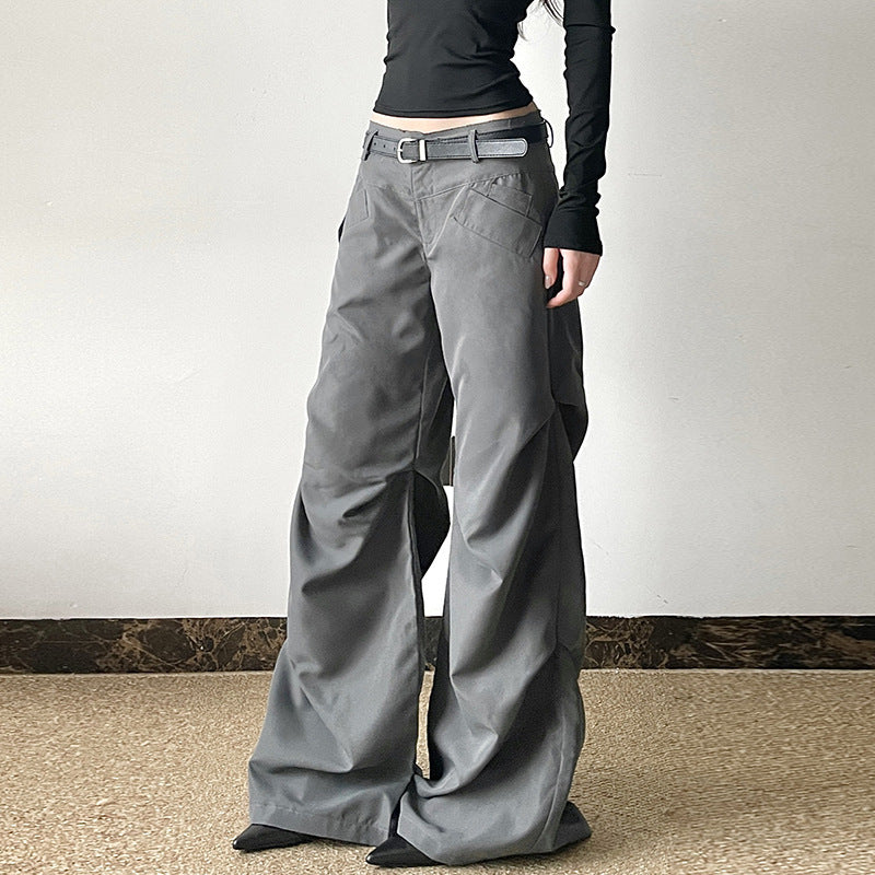 European And American Retro Loose Low Waist Wide Leg Pants For Women