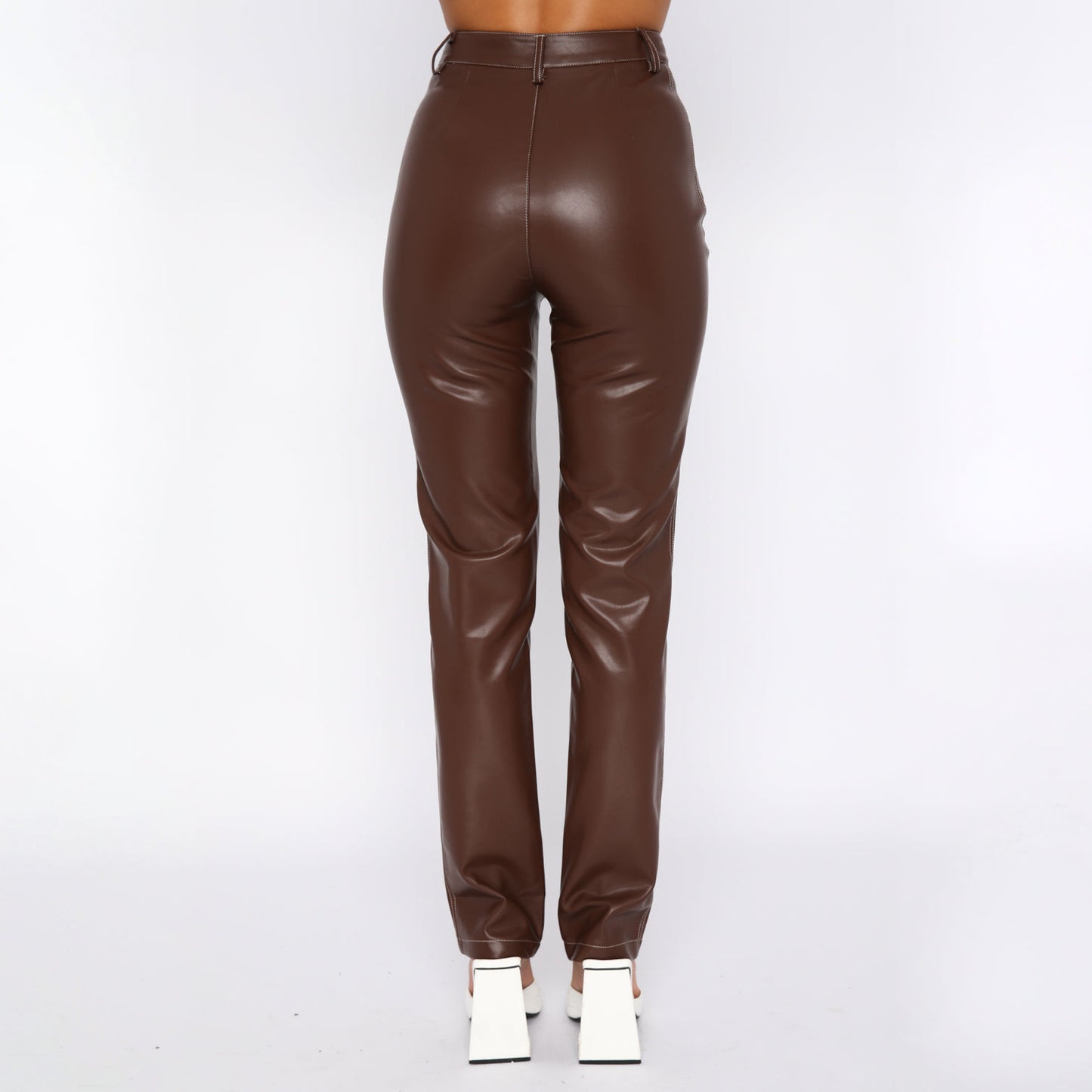 High Elasticity PU Leather Pants As A Base For Women