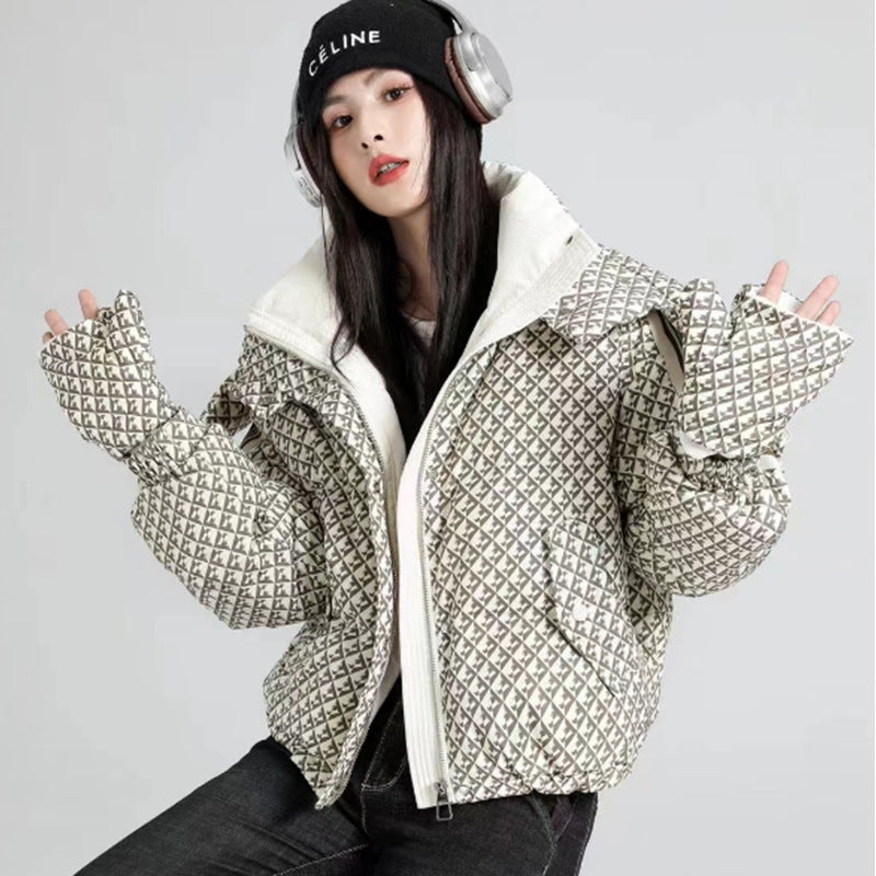 Gloves Down Jacket Women's Large Lapel Fashion Design Thickened Coat