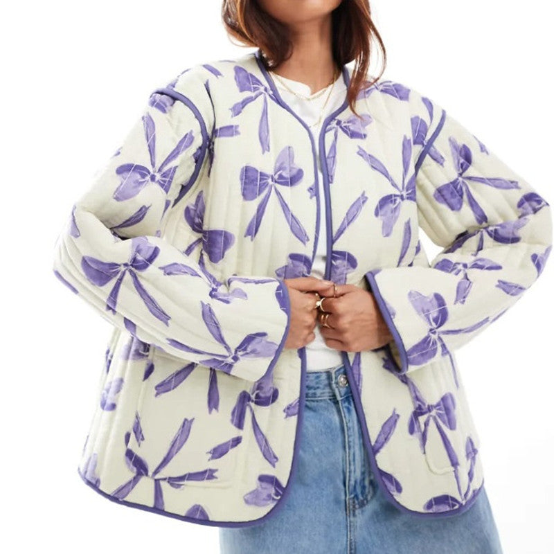 Women's Medium Purple Flower Coat