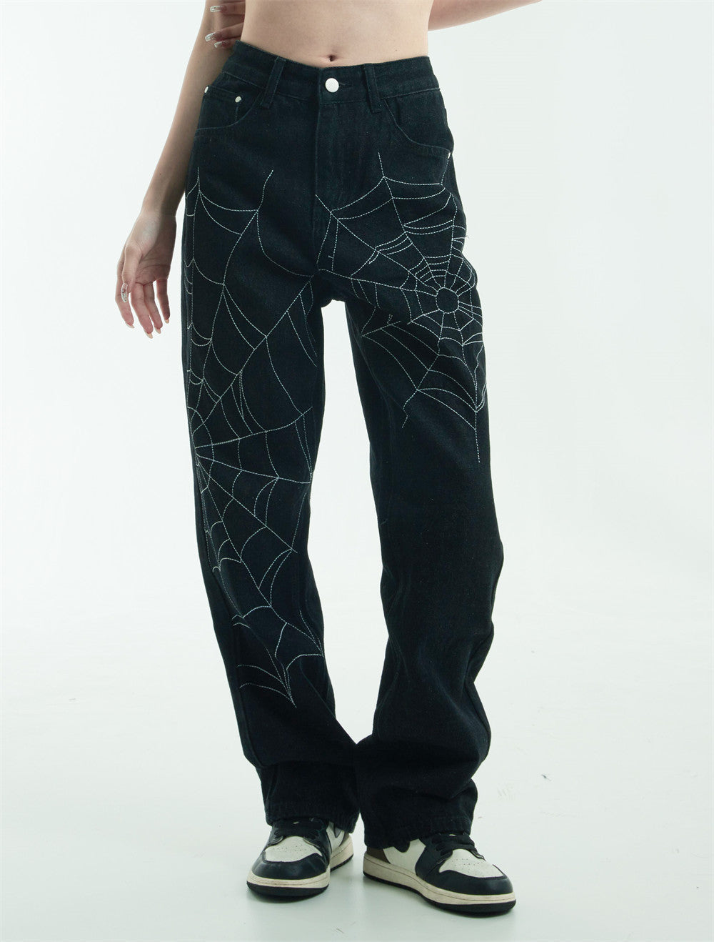 Spider Web Straight Jeans For Men And Women