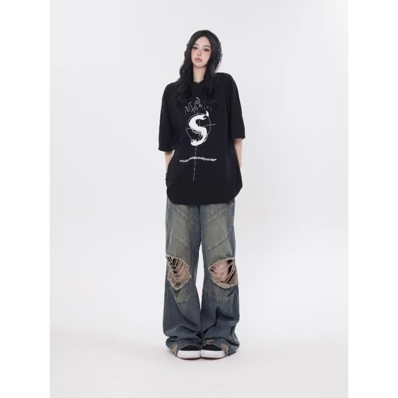 Retro Loose Casual Straight-leg Trousers Women