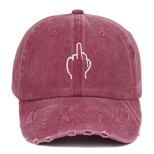 Retro Gesture Embroidered Cap Women's Make Old Ripped Baseball