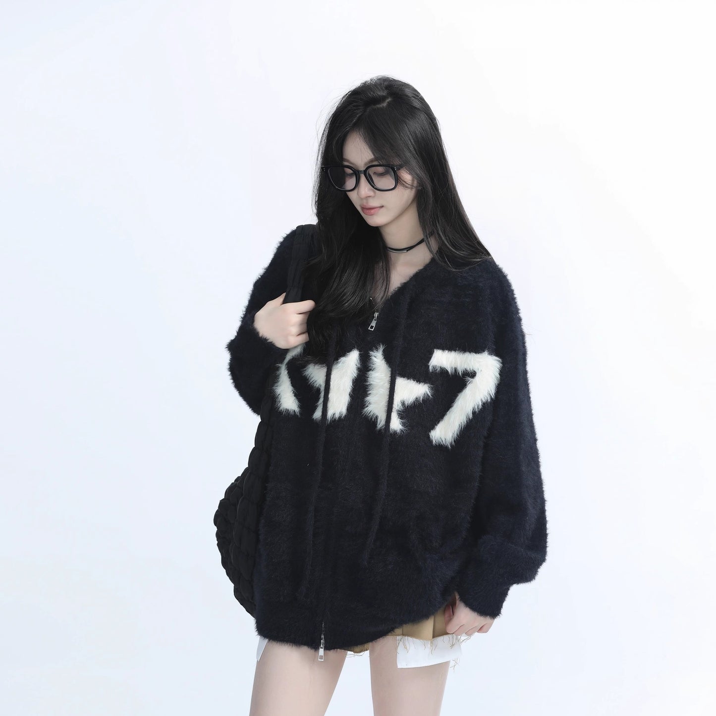 Idle Style Soft Glutinous Hooded Cardigan Sweater Coat For Women