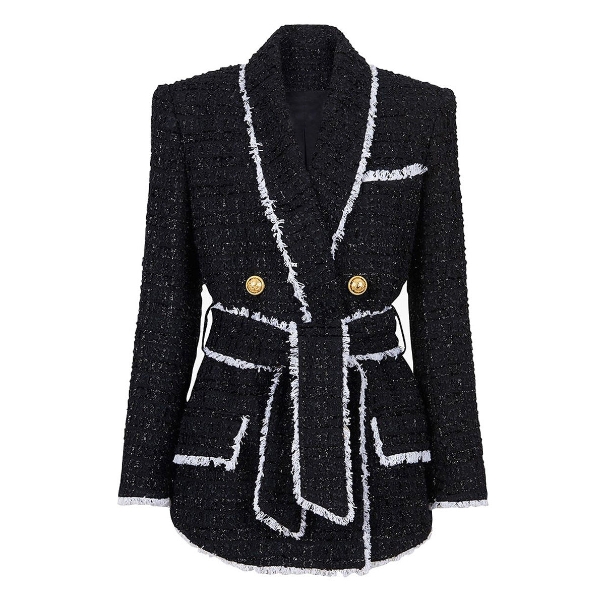 Women Fashionable All-match High-end Quality Woolen Coat Shorts Suit