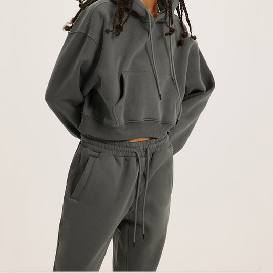 New Hooded Long Sleeved Hoodie Two-piece Set For Women